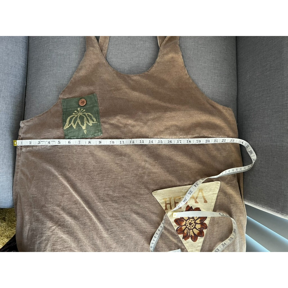 Vintage Art To Wear Isabel LA Maxi Dress Lagenlook Hand Painted Patch Sz-XL - Picture 10 of 11